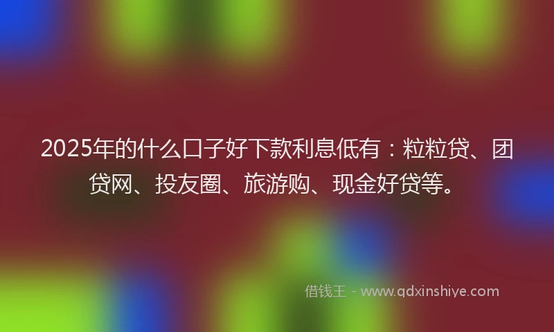 2025年的什么口子好下款利息低有：粒粒贷、团贷网、投友圈、旅游购、现金好贷等。