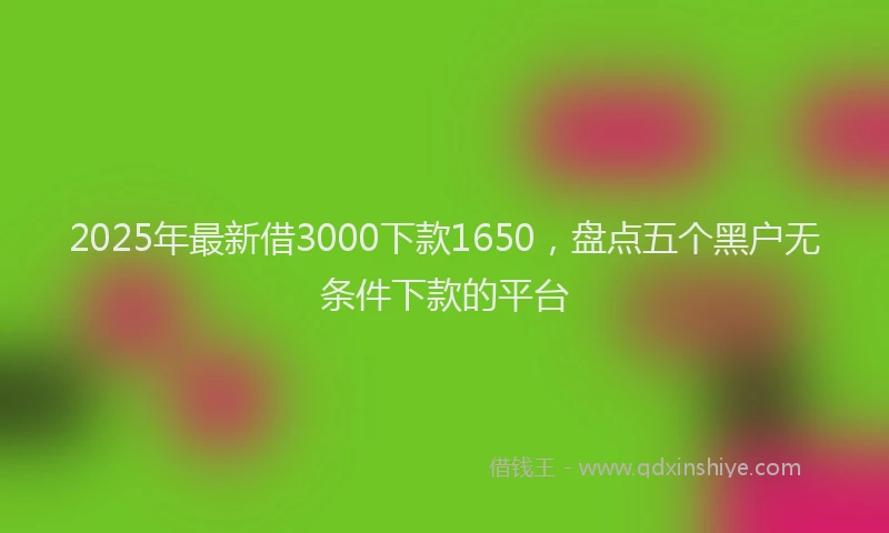 2025年最新借3000下款1650，盘点五个黑户无条件下款的平台