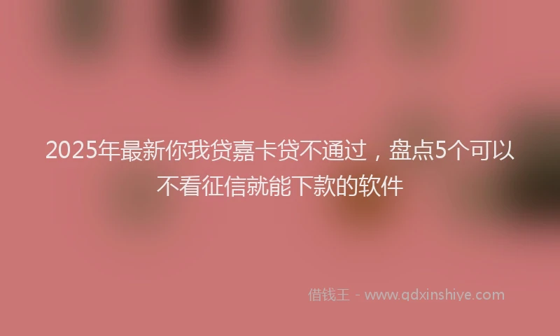 2025年最新你我贷嘉卡贷不通过，盘点5个可以不看征信就能下款的软件