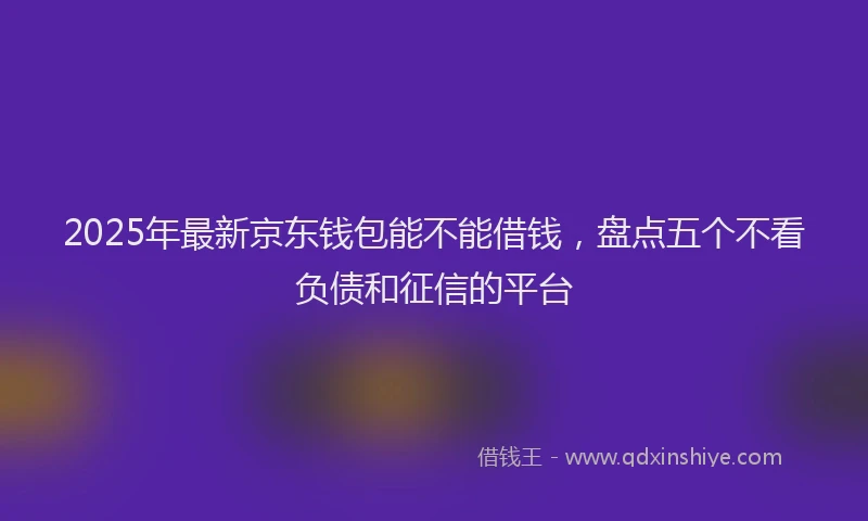 2025年最新京东钱包能不能借钱，盘点五个不看负债和征信的平台