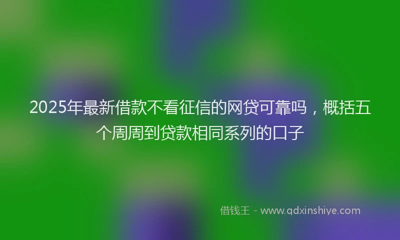 2025年最新借款不看征信的网贷可靠吗，概括五个周周到贷款相同系列的口子
