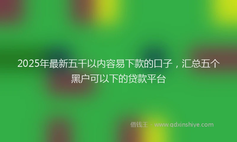 2025年最新五千以内容易下款的口子，汇总五个黑户可以下的贷款平台