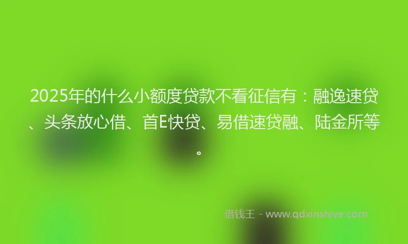 2025年的什么小额度贷款不看征信有：融逸速贷、头条放心借、首E快贷、易借速贷融、陆金所等。