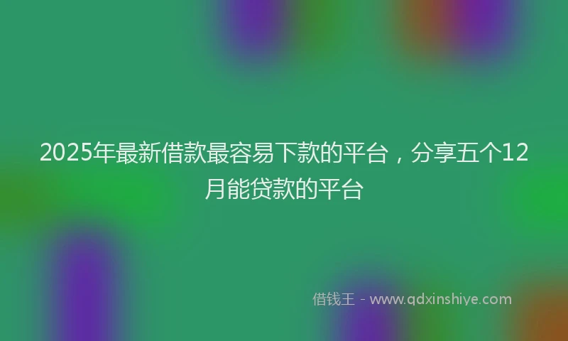 2025年最新借款最容易下款的平台，分享五个12月能贷款的平台