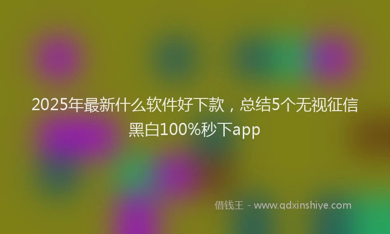 2025年最新什么软件好下款，总结5个无视征信黑白100%秒下app