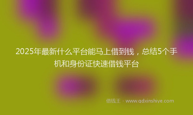 2025年最新什么平台能马上借到钱，总结5个手机和身份证快速借钱平台