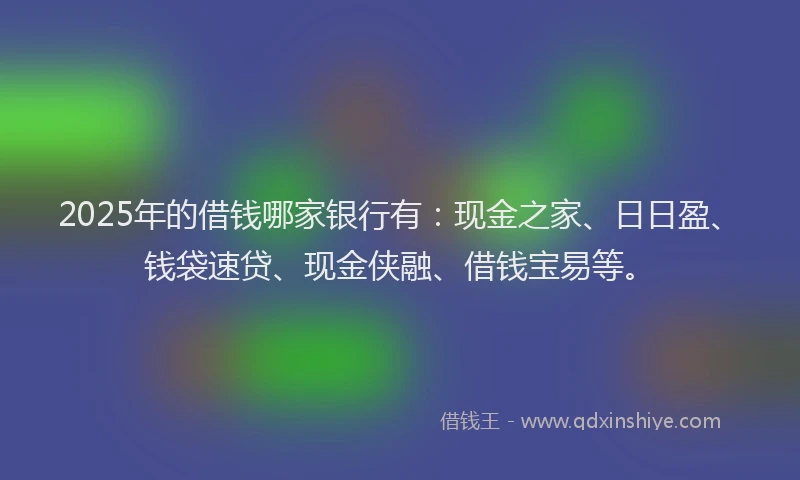 2025年的借钱哪家银行有：现金之家、日日盈、钱袋速贷、现金侠融、借钱宝易等。