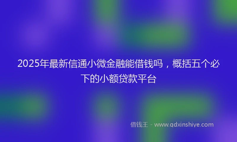 2025年最新信通小微金融能借钱吗，概括五个必下的小额贷款平台