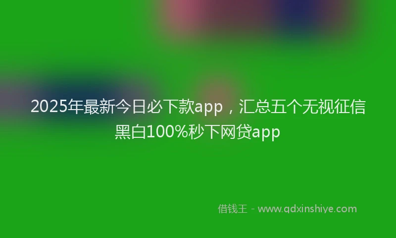 2025年最新今日必下款app，汇总五个无视征信黑白100%秒下网贷app