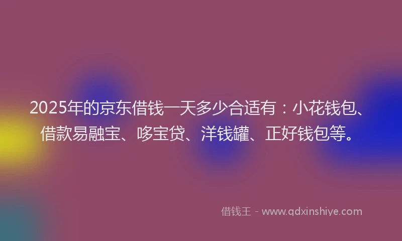 2025年的京东借钱一天多少合适有：小花钱包、借款易融宝、哆宝贷、洋钱罐、正好钱包等。