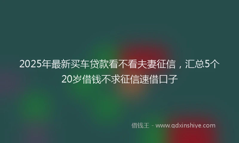 2025年最新买车贷款看不看夫妻征信，汇总5个20岁借钱不求征信速借口子