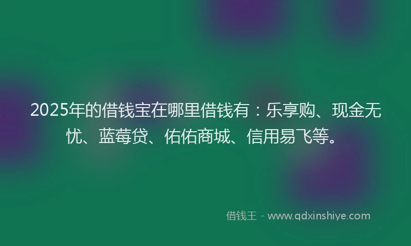 2025年的借钱宝在哪里借钱有：乐享购、现金无忧、蓝莓贷、佑佑商城、信用易飞等。