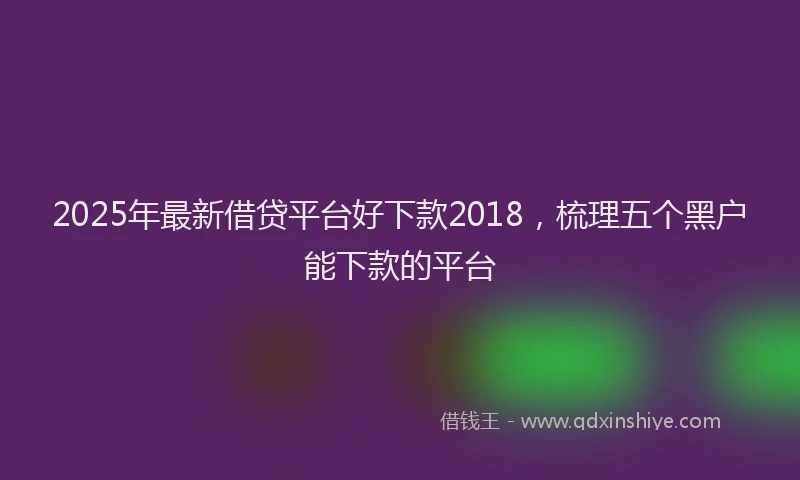 2025年最新借贷平台好下款2018，梳理五个黑户能下款的平台