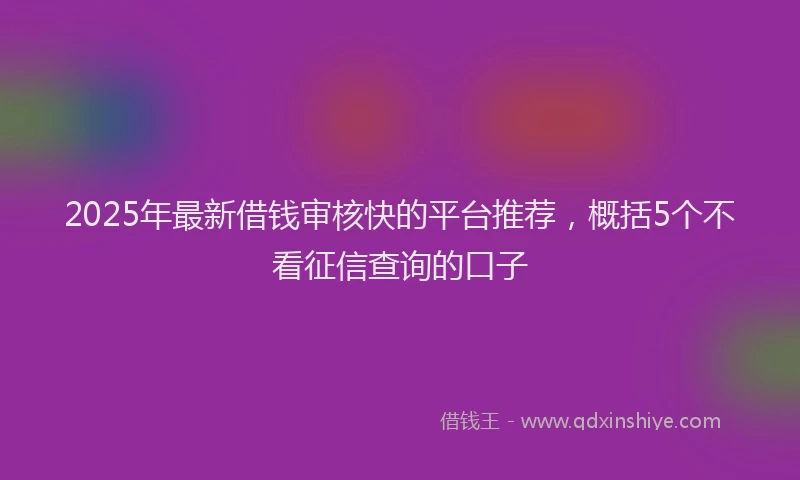 2025年最新借钱审核快的平台推荐，概括5个不看征信查询的口子