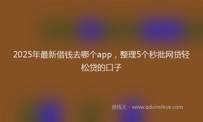 2025年最新借钱去哪个app，整理5个秒批网贷轻松贷的口子
