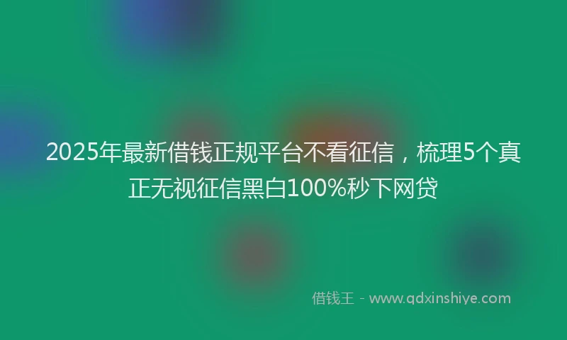 2025年最新借钱正规平台不看征信，梳理5个真正无视征信黑白100%秒下网贷