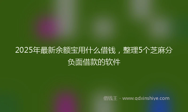 2025年最新余额宝用什么借钱，整理5个芝麻分负面借款的软件