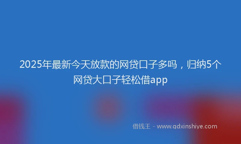 2025年最新今天放款的网贷口子多吗，归纳5个网贷大口子轻松借app