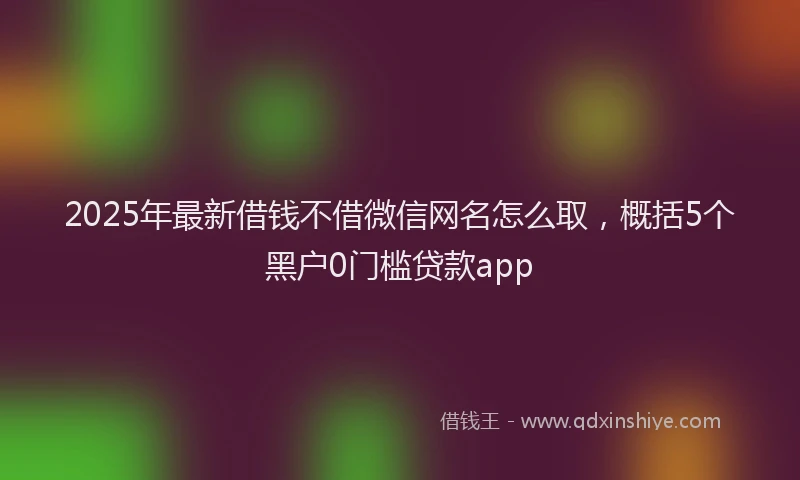 2025年最新借钱不借微信网名怎么取，概括5个黑户0门槛贷款app