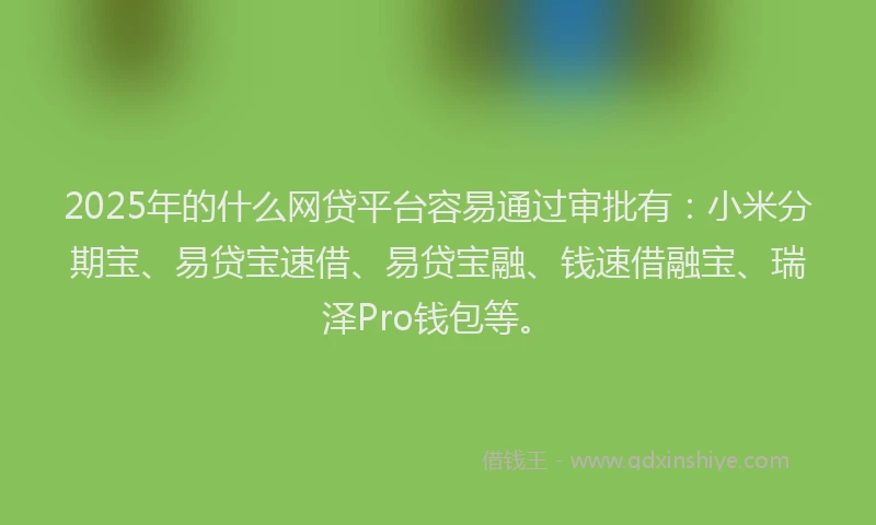 2025年的什么网贷平台容易通过审批有：小米分期宝、易贷宝速借、易贷宝融、钱速借融宝、瑞泽Pro钱包等。