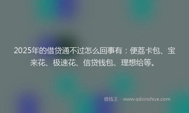 2025年的借贷通不过怎么回事有：便荔卡包、宝来花、极速花、信贷钱包、理想给等。
