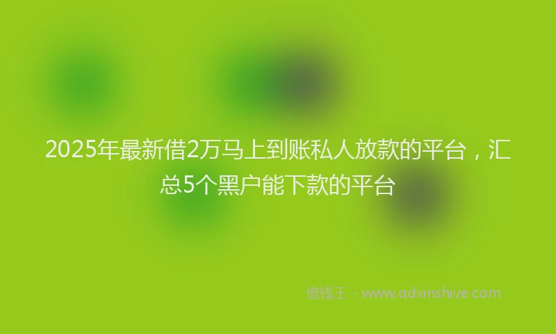 2025年最新借2万马上到账私人放款的平台，汇总5个黑户能下款的平台