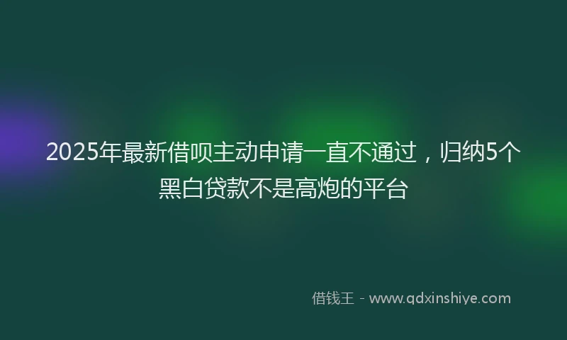 2025年最新借呗主动申请一直不通过，归纳5个黑白贷款不是高炮的平台