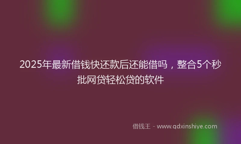 2025年最新借钱快还款后还能借吗，整合5个秒批网贷轻松贷的软件