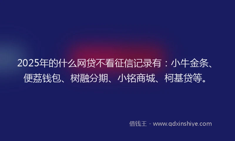 2025年的什么网贷不看征信记录有：小牛金条、便荔钱包、树融分期、小铭商城、柯基贷等。