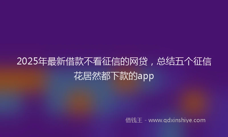2025年最新借款不看征信的网贷，总结五个征信花居然都下款的app
