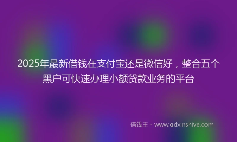 2025年最新借钱在支付宝还是微信好，整合五个黑户可快速办理小额贷款业务的平台