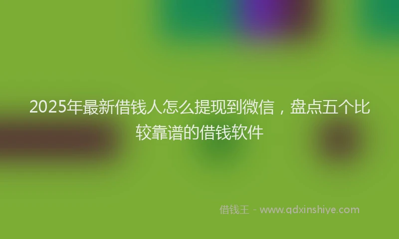 2025年最新借钱人怎么提现到微信，盘点五个比较靠谱的借钱软件