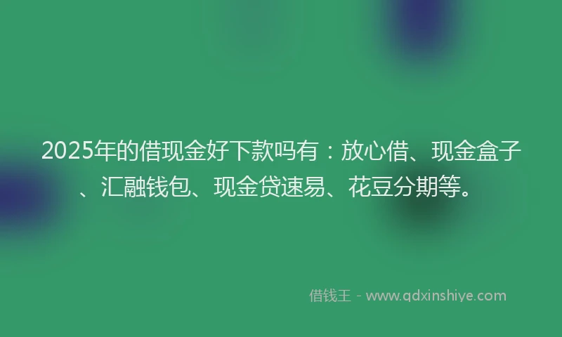 2025年的借现金好下款吗有：放心借、现金盒子、汇融钱包、现金贷速易、花豆分期等。