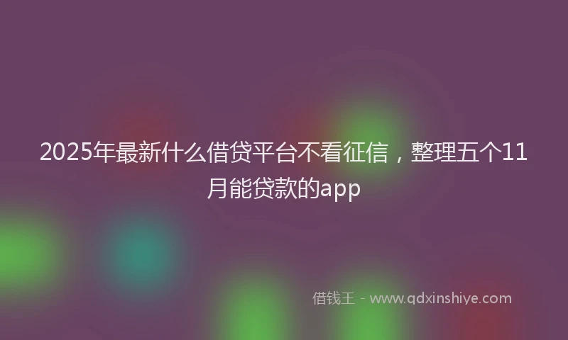 2025年最新什么借贷平台不看征信，整理五个11月能贷款的app