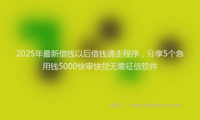 2025年最新借钱以后借钱请走程序，分享5个急用钱5000快审快贷无需征信软件