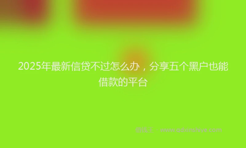 2025年最新信贷不过怎么办，分享五个黑户也能借款的平台