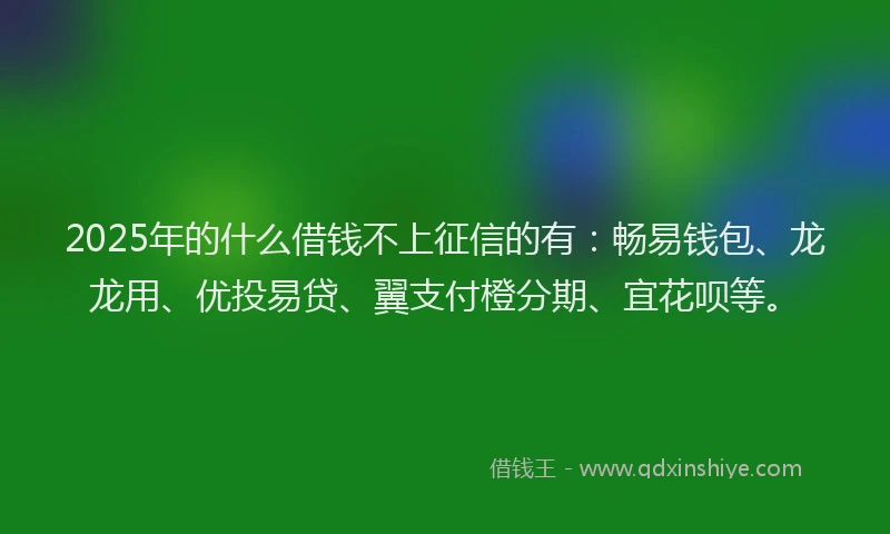 2025年的什么借钱不上征信的有：畅易钱包、龙龙用、优投易贷、翼支付橙分期、宜花呗等。