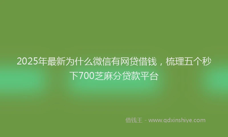 2025年最新为什么微信有网贷借钱，梳理五个秒下700芝麻分贷款平台