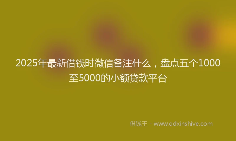 2025年最新借钱时微信备注什么，盘点五个1000至5000的小额贷款平台