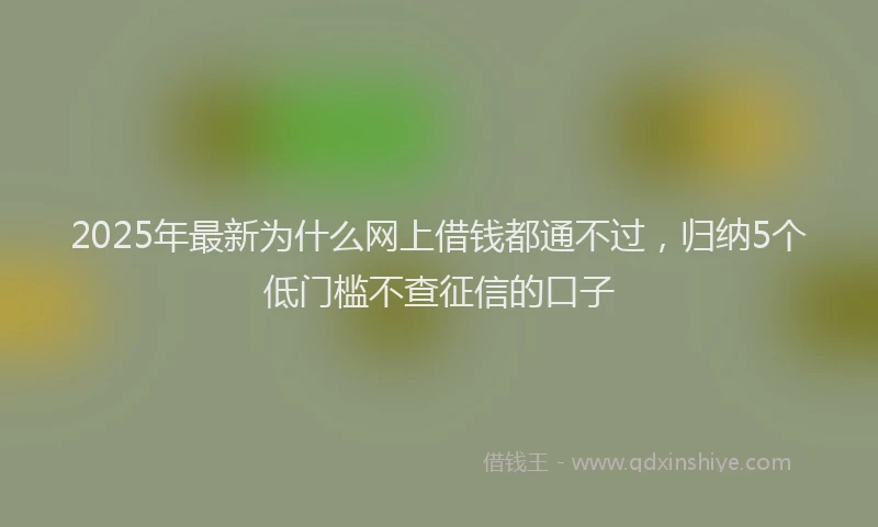 2025年最新为什么网上借钱都通不过，归纳5个低门槛不查征信的口子