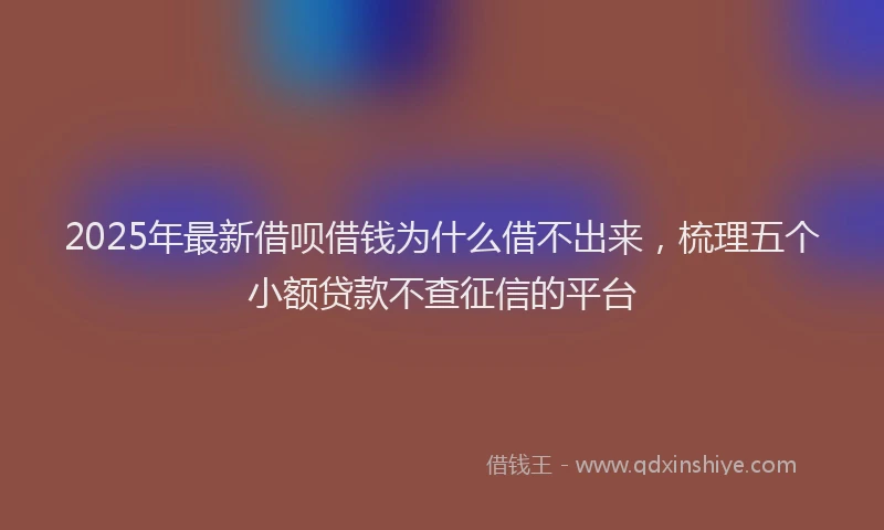 2025年最新借呗借钱为什么借不出来，梳理五个小额贷款不查征信的平台