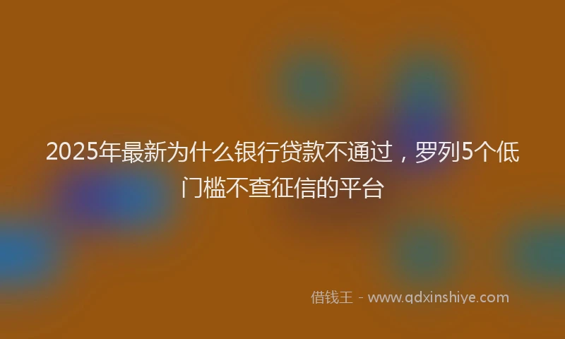 2025年最新为什么银行贷款不通过，罗列5个低门槛不查征信的平台