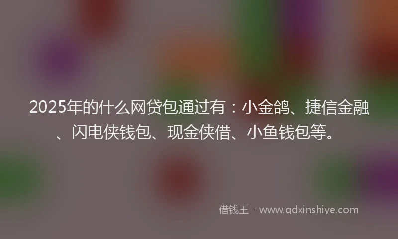 2025年的什么网贷包通过有：小金鸽、捷信金融、闪电侠钱包、现金侠借、小鱼钱包等。