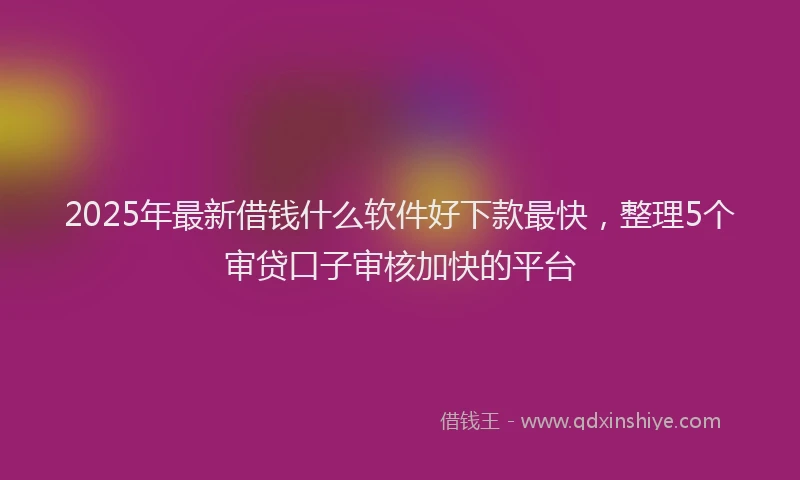 2025年最新借钱什么软件好下款最快，整理5个审贷口子审核加快的平台