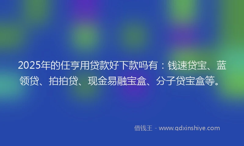 2025年的任亨用贷款好下款吗有：钱速贷宝、蓝领贷、拍拍贷、现金易融宝盒、分子贷宝盒等。