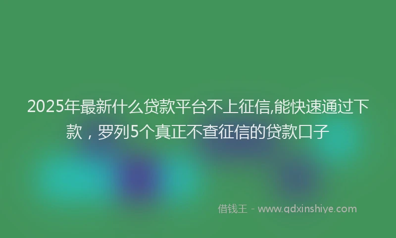 2025年最新什么贷款平台不上征信,能快速通过下款，罗列5个真正不查征信的贷款口子