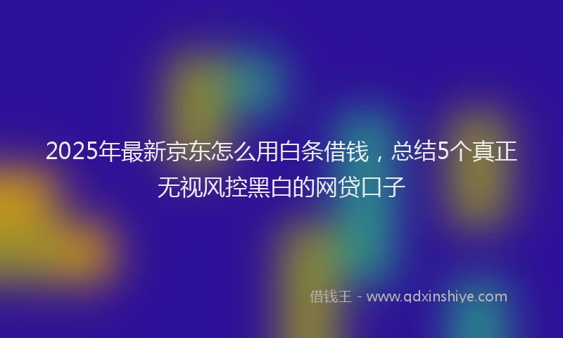 2025年最新京东怎么用白条借钱，总结5个真正无视风控黑白的网贷口子