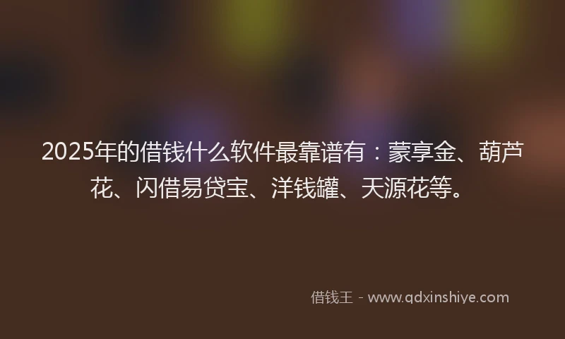 2025年的借钱什么软件最靠谱有：蒙享金、葫芦花、闪借易贷宝、洋钱罐、天源花等。