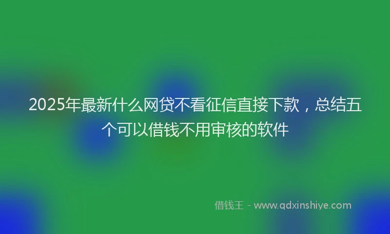 2025年最新什么网贷不看征信直接下款，总结五个可以借钱不用审核的软件