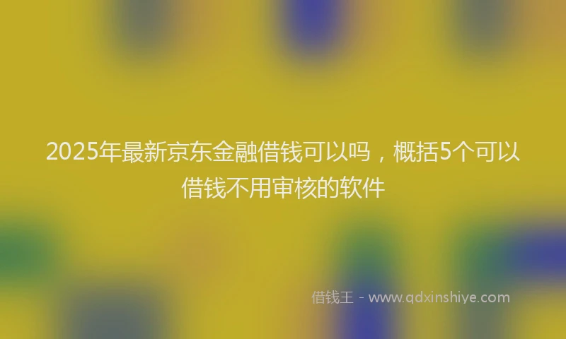 2025年最新京东金融借钱可以吗，概括5个可以借钱不用审核的软件